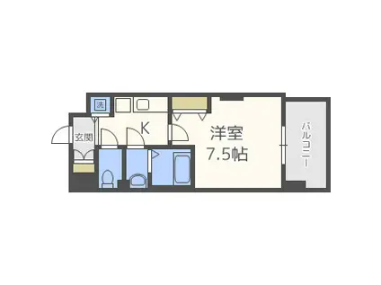 LUXE三国II(1K/5階)の間取り写真