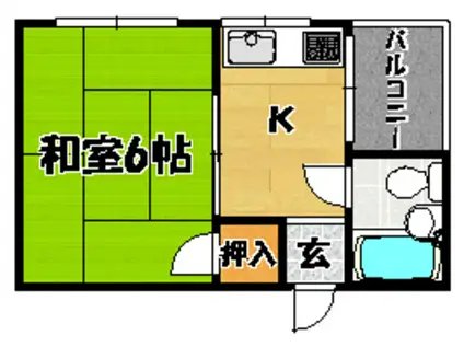 第5淀川ビル(1K/2階)の間取り写真