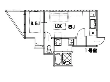 リノリノアパートメント(1LDK/3階)の間取り写真