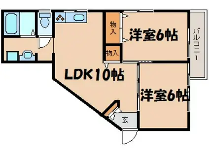 コスモス青崎(2LDK/1階)の間取り写真