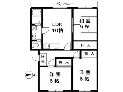 クレールフクトク(3LDK/1階)の間取り写真