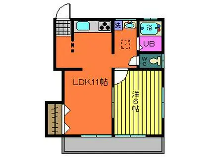 藤和ホームC棟(1LDK/2階)の間取り写真