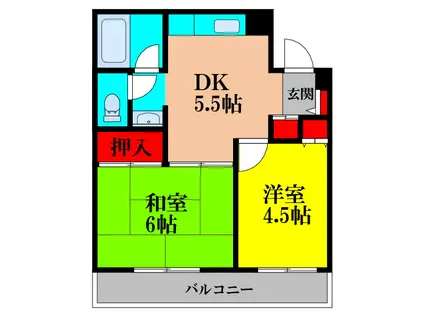 ハイツポエムII(2DK/2階)の間取り写真