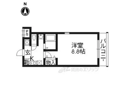 カサコモーダ東野(1K/3階)の間取り写真