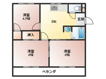 リバーサイドマンション・レオ(3DK/1階)の間取り写真