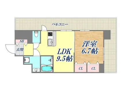 センターヒル御幣島(1LDK/5階)の間取り写真