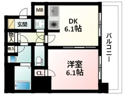 CITYLIFE新大阪(1DK/6階)の間取り写真