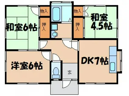 岩樋アパート(3DK/1階)の間取り写真
