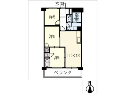 ハイレジデンス上園苑 402号(3LDK/4階)の間取り写真