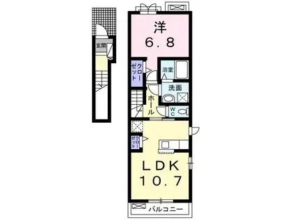 ラヴィータIII(1LDK/2階)の間取り写真