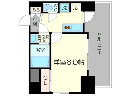 セレニテ新大阪カルム(1K/6階)の間取り写真
