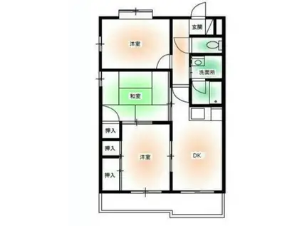 グリーン・ヒルズ(3DK/1階)の間取り写真