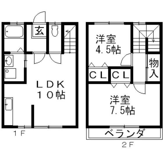 ドゥエル本石(2LDK/2階)の間取り写真