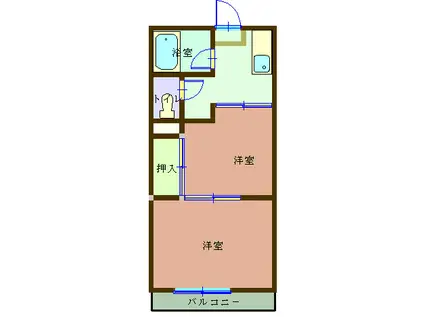 宮ハイツ(2K/2階)の間取り写真