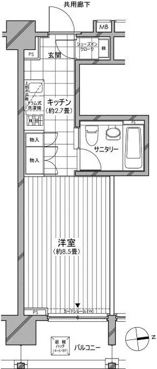 カスタリア麻布十番七面坂 8階階 間取り