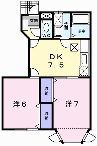 クレストヨコセキ(2DK/1階)の間取り写真