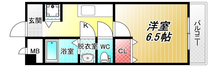 ティグリス枝川(1K/3階)の間取り写真