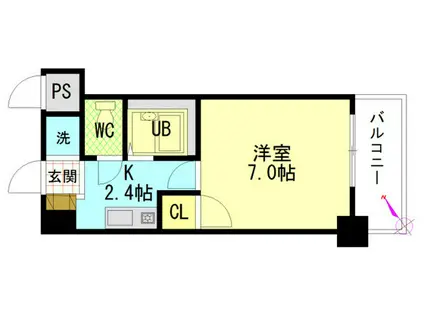 フォルム牛田新町(1K/6階)の間取り写真