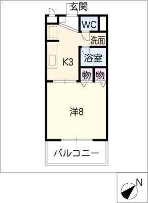 ヴィラアドニス(1K/1階)の間取り写真