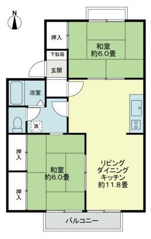 フォブールアベリアB(2LDK/2階)の間取り写真