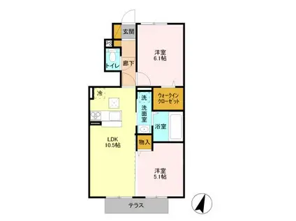 ラ プリマさくら坂(2LDK/1階)の間取り写真