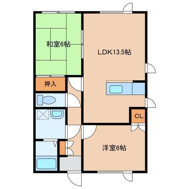 深堀YK(2LDK/1階)の間取り写真