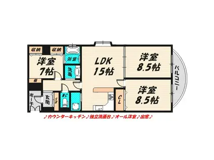 ロイヤルコート生江(3LDK/7階)の間取り写真