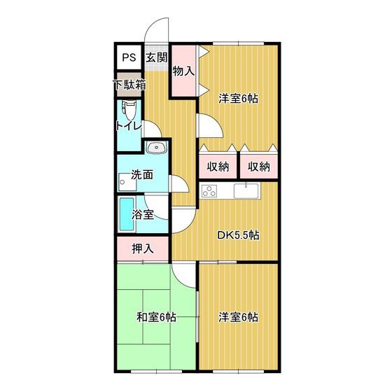 センチュリー相原(2LDK/2階)の間取り写真