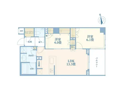 ザ・パークハウス山王蘇峰公園(2LDK/1階)の間取り写真