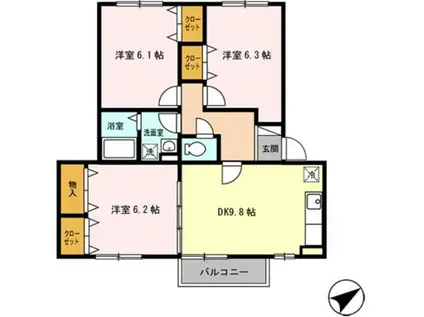 ラ・プリミエール城東(3DK/2階)の間取り写真