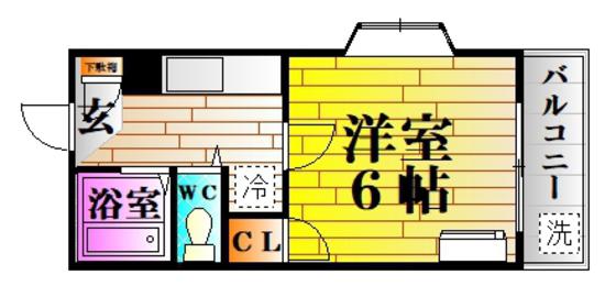長山コーポラス(1K/3階)の間取り写真