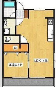 コンフォート一色(1LDK/2階)の間取り写真