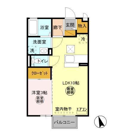 コンフォートK(1LDK/1階)の間取り写真