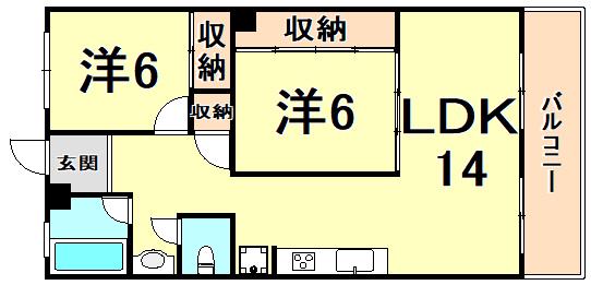 第一ハイツシャトー(3LDK/3階)の間取り写真