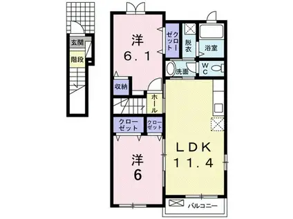 サン・オアシスI(2LDK/2階)の間取り写真