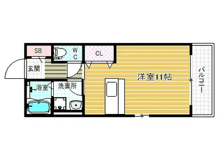 COMFORT紘(ワンルーム/1階)の間取り写真