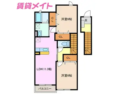 フォレストハナミズキA(2LDK/2階)の間取り写真