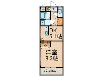 オータムライトⅤ(1DK/2階)の間取り写真