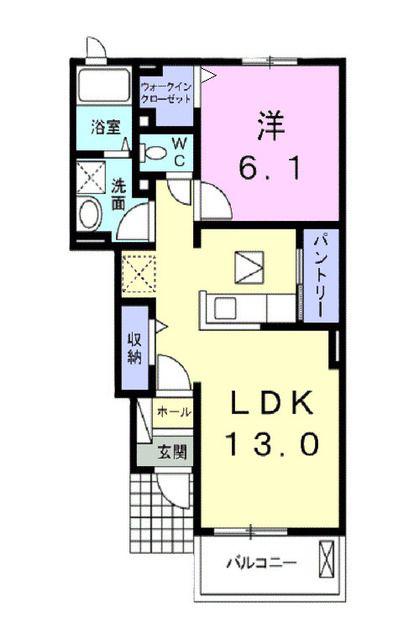 スリーアンジュ(1LDK/1階)の間取り写真