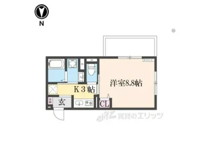 フォーレスト修学院2(1K/1階)の間取り写真