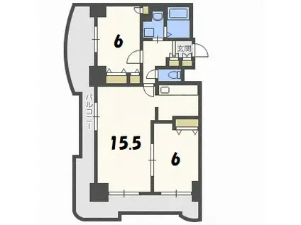 ティアラ中島公園ウエストサイド(2LDK/8階)の間取り写真