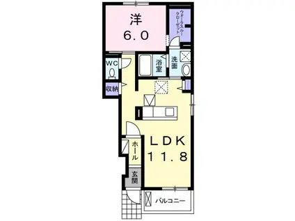 ノーブルエイチI(1LDK/1階)の間取り写真