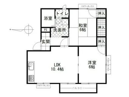 フレグランスローズ(2LDK/1階)の間取り写真