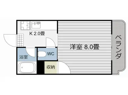 Mハウス唐湊(1K/1階)の間取り写真