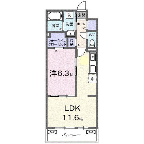 ロイヤル長伏(1LDK/2階)の間取り写真