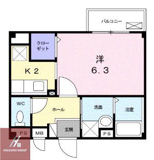 クラール ブリーゼ(1K/1階)の間取り写真