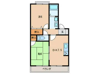 サン・セジュール(2DK/1階)の間取り写真