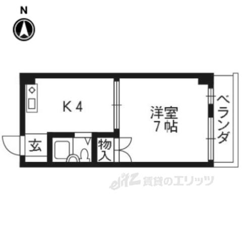 ラビットハイツ(ワンルーム/2階)の間取り写真
