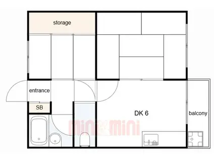 大石北町マンション(2DK/3階)の間取り写真