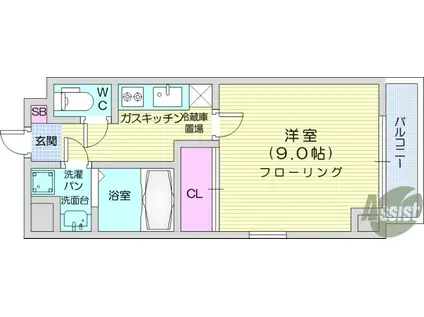 しゃとれ新寺(1K/4階)の間取り写真